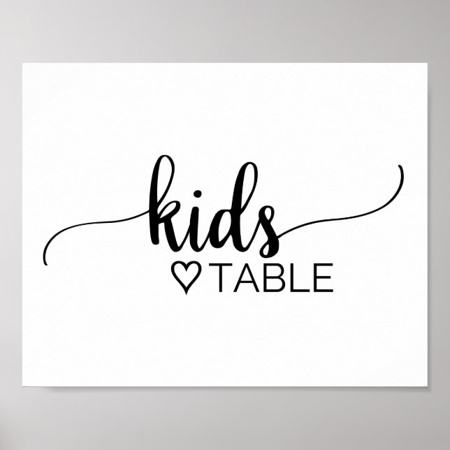 Poster Simple Noir Calligraphie Enfants Panneau de table (Devant)