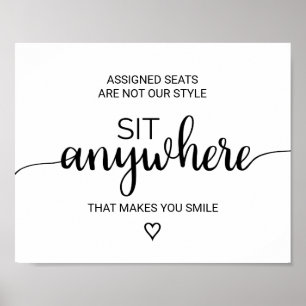 Poster Simple Noir Calligraphie Sit Anywhere