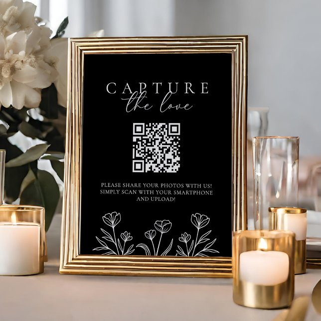 Poster Simple Noir Moderne Mariage Capturer Le Signe D'Am (Créateur téléchargé)