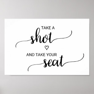 Poster Simple Noir Prenez une prise et prenez votre siège