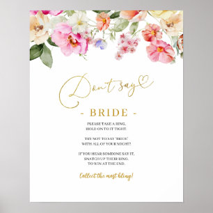 Poster Simple panneau de jeu floral de printemps Ne dites