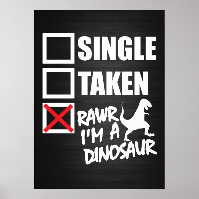 Poster Simple. Pris. RAWR Je suis un dinosaure (Devant)