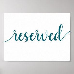 Poster Simple Reserved   Teal Aqua Any Party Event Table