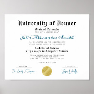 Poster Simple Retro University Graduate Certificat Typo