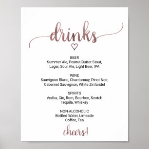 Poster Simple Rose Gold Calligraphy Boire Menu Signer