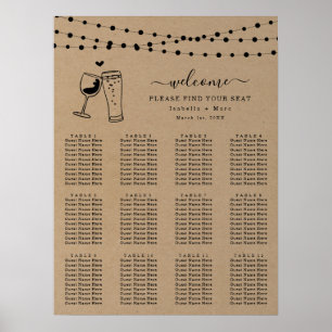 Poster Simple Wine and Beer Toast Wedding Seating Chart