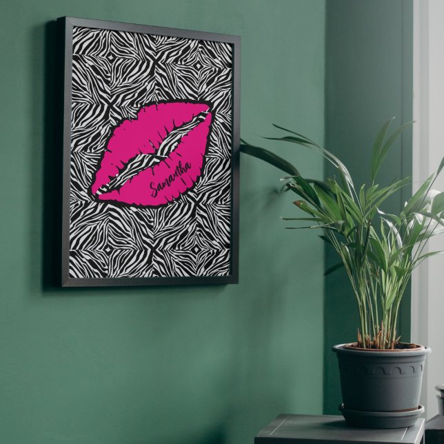 Poster Simple Zèbre avec lèvres roses Personnalisé (Créateur téléchargé)