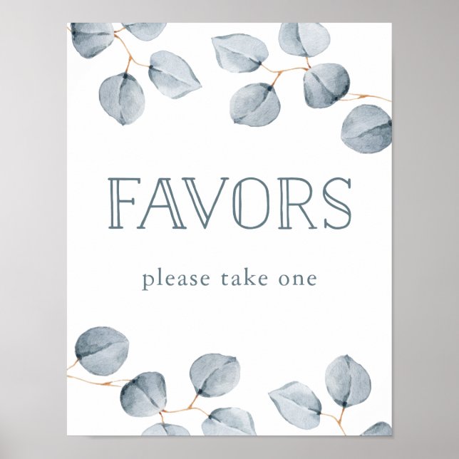 Poster Simplicité de l'eucalyptus | Faveurs de mariage (Devant)
