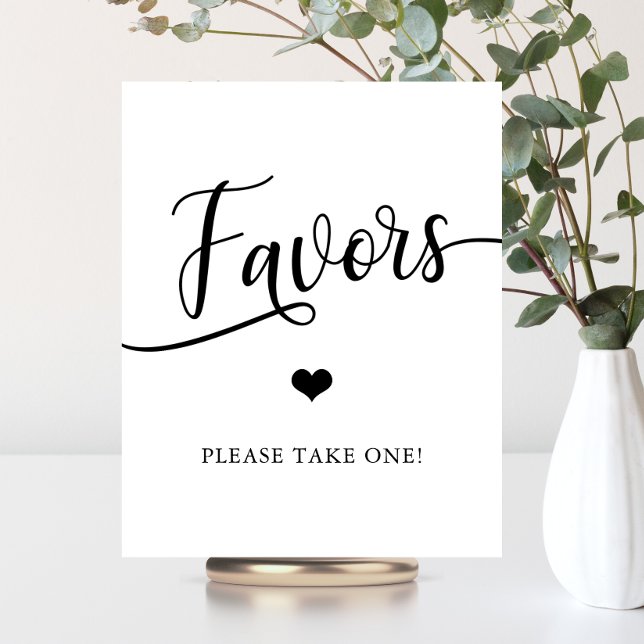 Poster Simplicité Élégant Mariage Douche FAVORS Signe (Simple Elegant Wedding Shower FAVORS Sign)