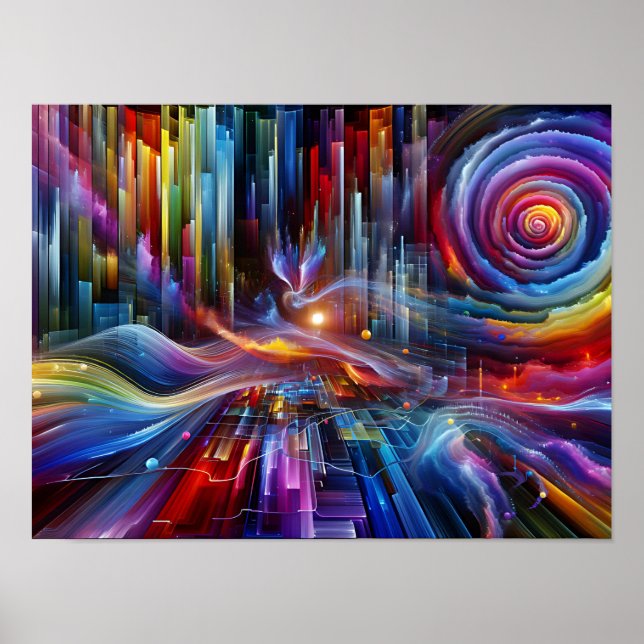 Poster "Sinewaves Of Light" Colorful Futuristic  (Devant)
