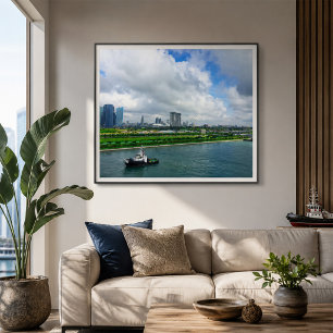 Poster Singapore City Skyline Marina Bay Sands Tugboat