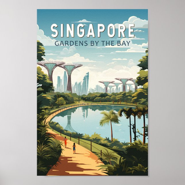 Poster Singapore Gardens By The Bay Travel Art Vintage (Devant)