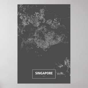 Poster Singapour (blanc sur noir)