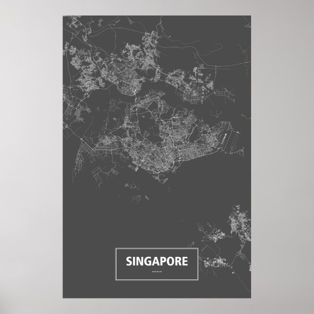 Poster Singapour (blanc sur noir) (Devant)