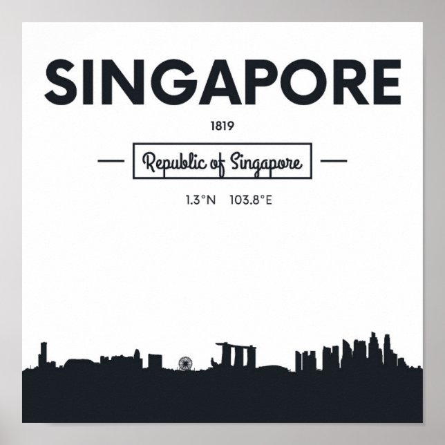 Poster Singapour, Chine | Coordonnées de la ville (Devant)