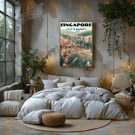 Poster Singapur: Arte de Línea con coordenadas.