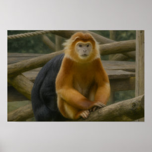 Poster Singe à nez serré dans le refuge des bois