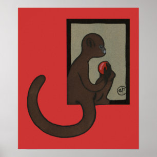 Poster Singe - Antiquaire, Illustration d'un livre coloré