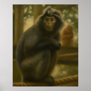 Poster Singe contemplatif - Serene Wildlife Art