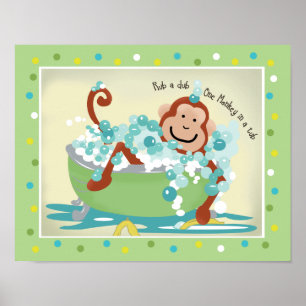 Poster Singe dans la salle de bain à remous Art Imprimer 