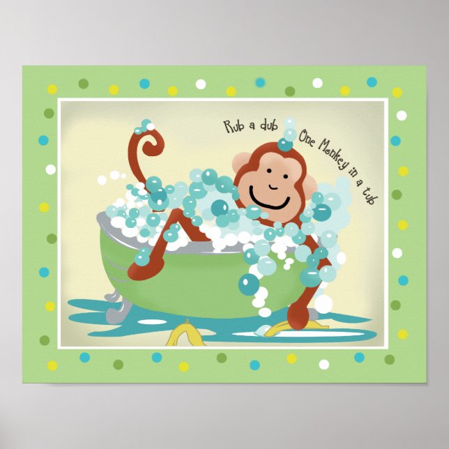 Poster Singe dans la salle de bain à remous Art Imprimer  (Devant)