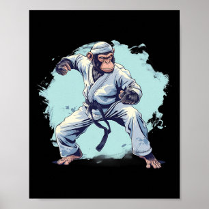 Poster Singe de karaté Arts martiaux Kickboxing Judo Mma