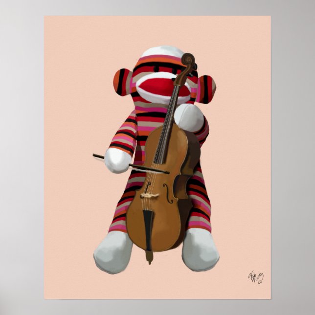 Poster Singe et cello (Devant)