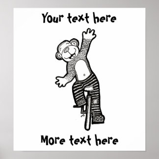 Poster Singe monocycle coloré