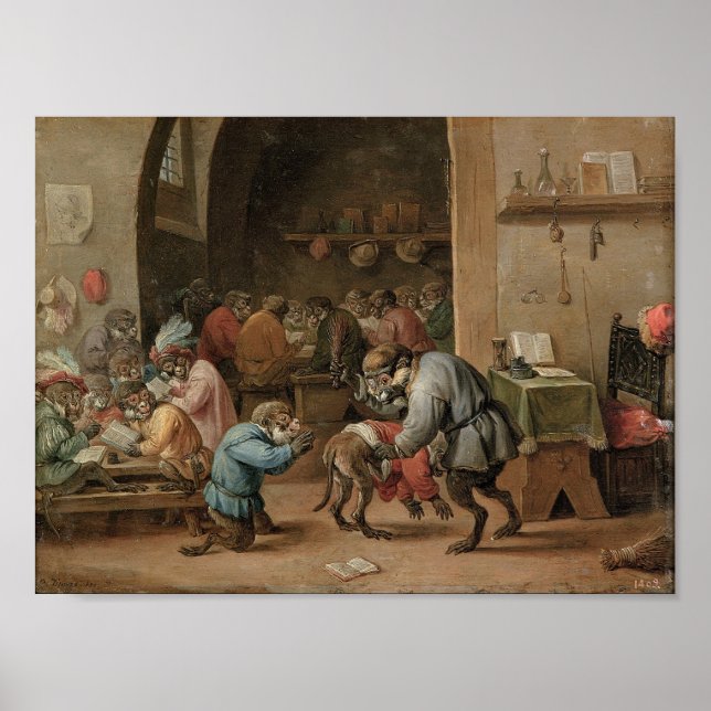 Poster Singerie : Des singes agissant comme des humains à (Devant)