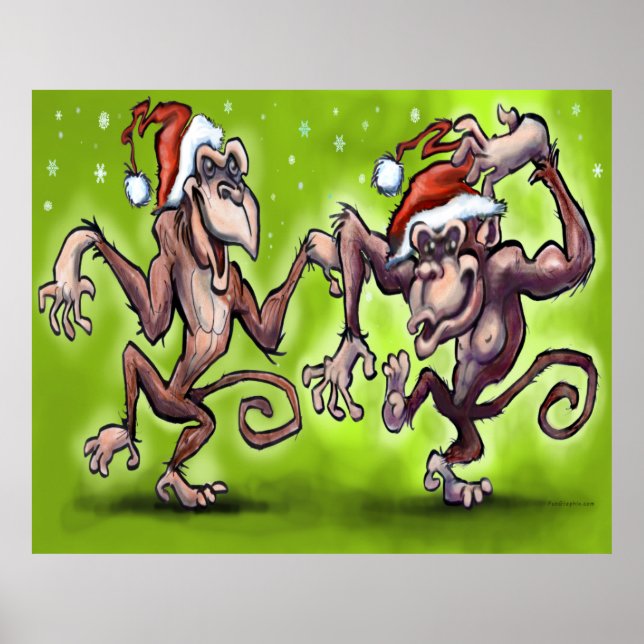 Poster Singes de Noël (Devant)