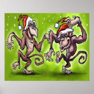 Poster Singes de Noël