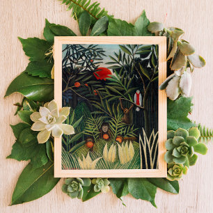 Poster Singes et perroquets dans la Forêt Vierge