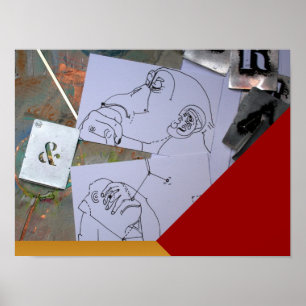 Poster Singes pensant aux résolutions du Nouvel An P