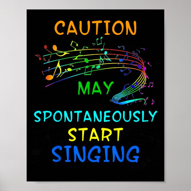 Poster Singing Music Lover T Shirt Gift - Caution May Sta (Devant)