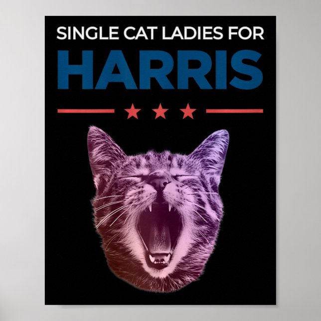Poster Single Cat Ladies For Harris 2024 Political (Devant)