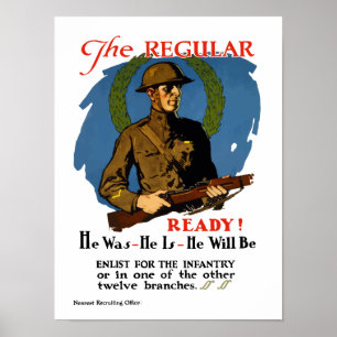 Poster S'Inscrire Pour L'Infanterie — Première Guerre Mon