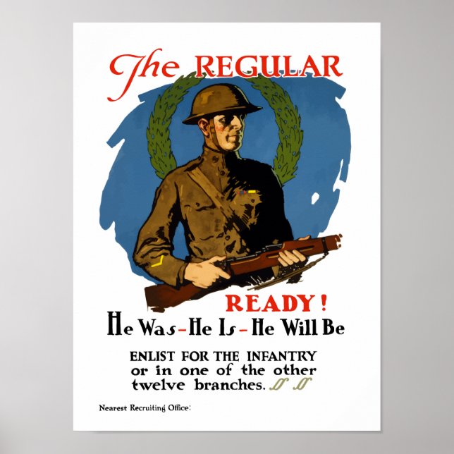 Poster S'Inscrire Pour L'Infanterie — Première Guerre Mon (Devant)