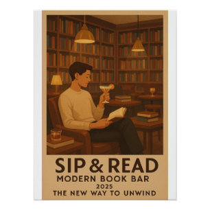 Poster Sip & Read - Bar du livre moderne