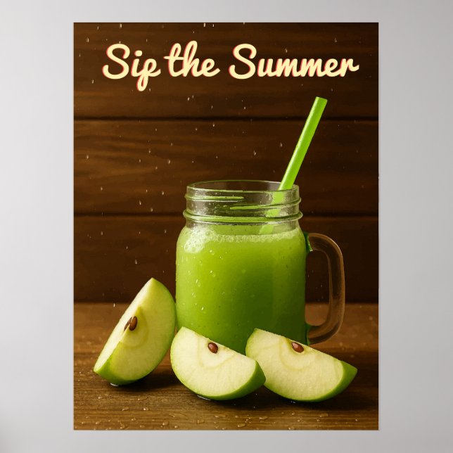 Poster Sip Summer - Green Apple Juice Wall Art Imprimer (Devant)