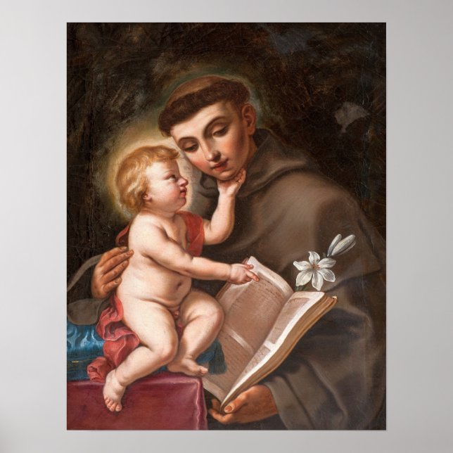 Poster Sirani - Baby Jesus Et Saint Antoine De Padoue (Devant)
