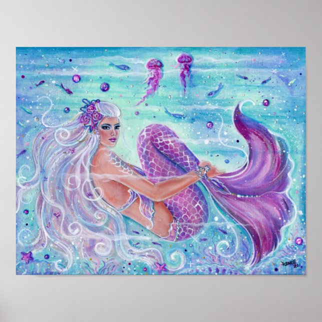 Poster Sirène à la méduse art par Renee Lavoie (Devant)