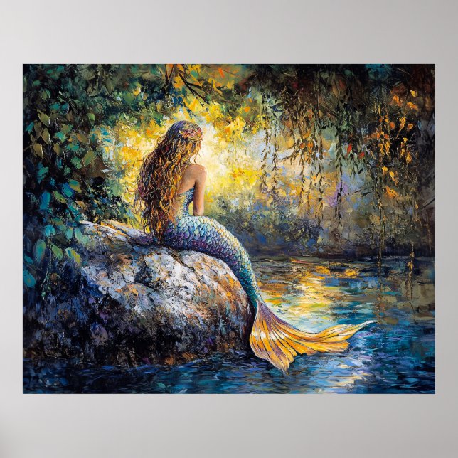 Poster Sirène dans la peinture Grotto (Devant)