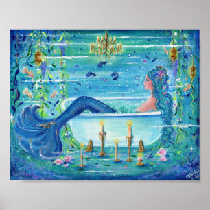 Poster Sirène dans une baignoire art par Renee Lavoie