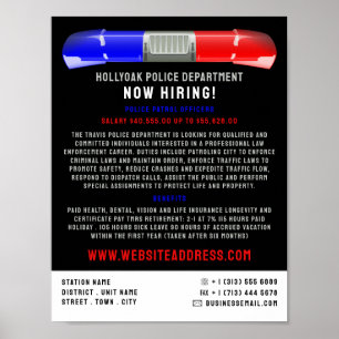 Poster Sirène de voiture de police, Recrutement de la loi