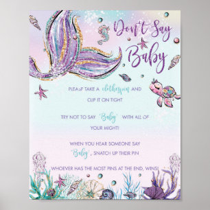 Poster Sirène de Whimsical ne pas dire Baby shower Jeu Si