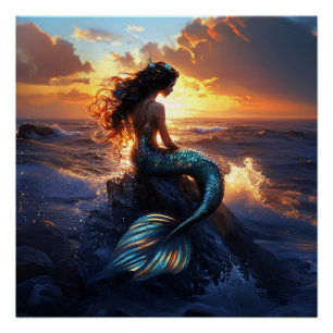 Poster Sirène du coucher de soleil