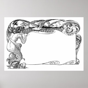 Poster Sirène et mouettes