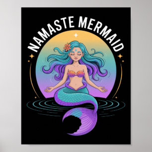 Poster Sirène Namaste pour les amateurs de yoga qui profi