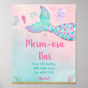 Poster Sirène Sous Le Baby shower D'Or Mer Bar Mimosa