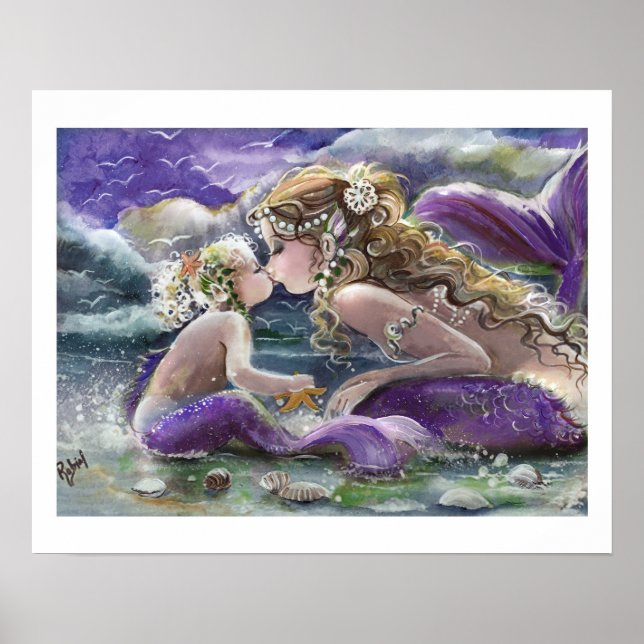 Poster Sirènes baisées en pourpre, mère et enfant (Devant)